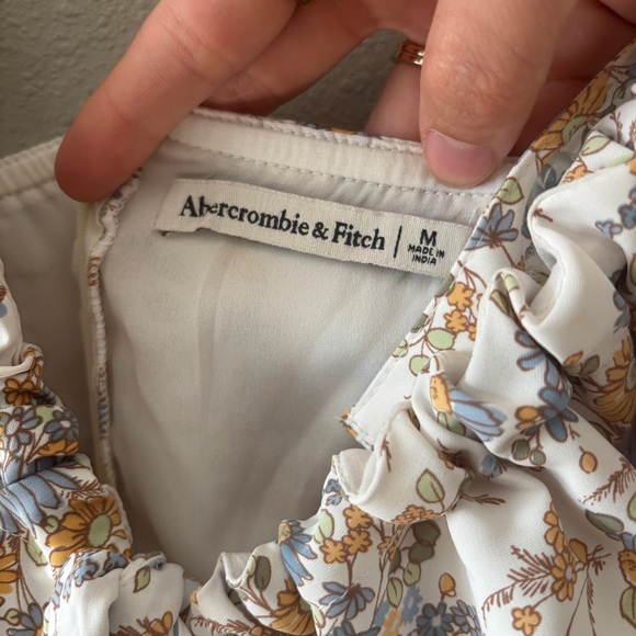 Abercrombie & Fitch Cream and Blue Floral Maxi Dress - Picture 3 of 4
